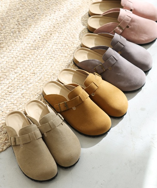 Futier land(フューティアランド)の「スエードクロッグサンダル/スリッポン(サンダル・レディース・キャメル/グレー/ピンク/ライトベージュ・36/37/38/39/40)」の9枚目の写真