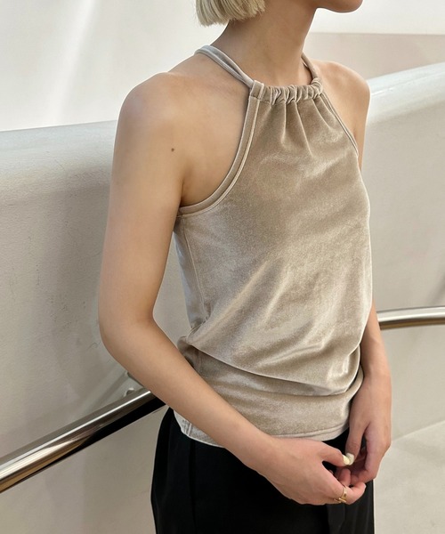 Abor】Velours Halter Cami/ベロアホルターキャミ（キャミソール