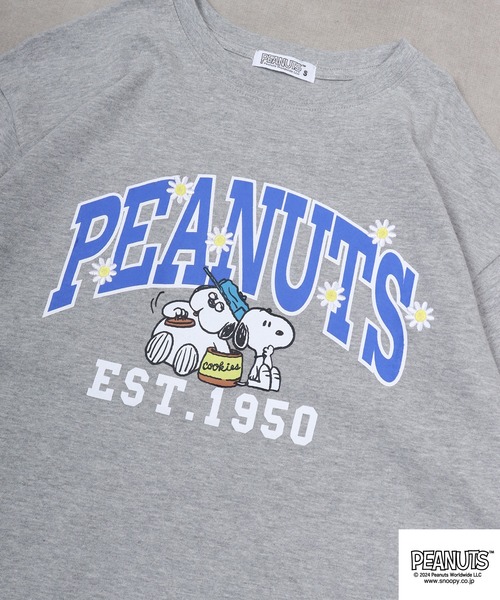 PEANUTS(ピーナッツ)の「PEANUTS フラワーカレッジロゴ ヘビーウエイト ドロップショルダー半袖Tシャツ(Tシャツ/カットソー・メンズ・オフホワイト/レッド/杢グレー・S/M/L/LL)」の11枚目の写真