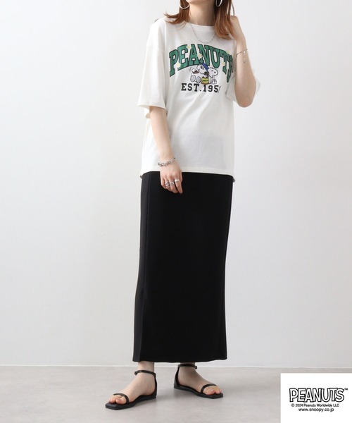 PEANUTS(ピーナッツ)の「PEANUTS フラワーカレッジロゴ ヘビーウエイト ドロップショルダー半袖Tシャツ(Tシャツ/カットソー・メンズ・オフホワイト/レッド/杢グレー・S/M/L/LL)」の19枚目の写真