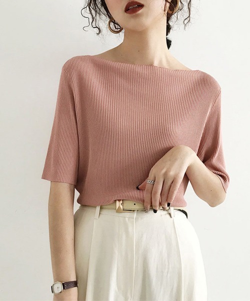 Miniministore(ミニミニストア)の「5分袖リブニット夏服トップス レディース半袖半袖(Tシャツ/カットソー・レディース・ブルー/グリーン系1/イエロー/ブラック/ホワイト系1/ホワイト系/ホワイト/ピンク系/グリーン系/ピンク系1/イエロー系1/イエロー系/ブルー系1/ブラック系/ブラック系1/グリーン/ピンク/ブルー系・FREE)」の16枚目の写真