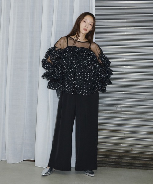 decorative tulle tops チャコール　ANDRESD ZOZO限定アイテム】all in one × decorative tulle tops