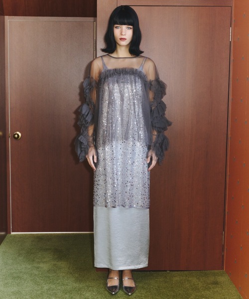 ANDRESD（アンドレスド）の「デコラティブチュールトップス / decorative tulle tops（ドレス・レディース・チャコール/グリーン/ブラック/ピンク/ブルー/ネイビー/ベージュ/ライトブルー/ブラウン/オレンジ/イエロー/ブラック×ホワイト/シルバー/ブラック系その他・FREE）」の20枚目の写真