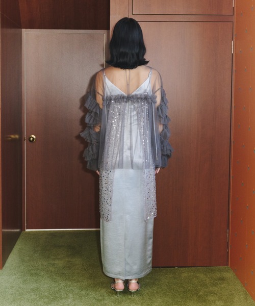 ANDRESD（アンドレスド）の「デコラティブチュールトップス / decorative tulle tops（ドレス・レディース・チャコール/グリーン/ブラック/ピンク/ブルー/ネイビー/ベージュ/ライトブルー/ブラウン/オレンジ/イエロー/ブラック×ホワイト/シルバー/ブラック系その他・FREE）」の22枚目の写真