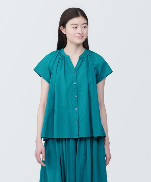 セール】婦人 強撚ボイル フレンチスリーブブラウス（シャツ/ブラウス