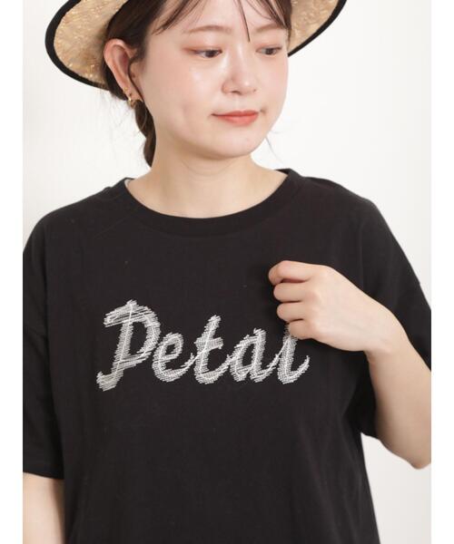 Samansa Mos2（サマンサ モスモス）の「ロゴ刺繍Tシャツ（Tシャツ/カットソー・レディース・オフホワイト/サックスブルー/ブラック/キナリ・F）」の3枚目の写真