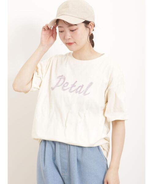 Samansa Mos2（サマンサ モスモス）の「ロゴ刺繍Tシャツ（Tシャツ/カットソー・レディース・オフホワイト/サックスブルー/ブラック/キナリ・F）」の5枚目の写真