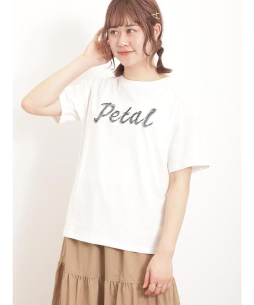 Samansa Mos2（サマンサ モスモス）の「ロゴ刺繍Tシャツ（Tシャツ/カットソー・レディース・オフホワイト/サックスブルー/ブラック/キナリ・F）」の6枚目の写真