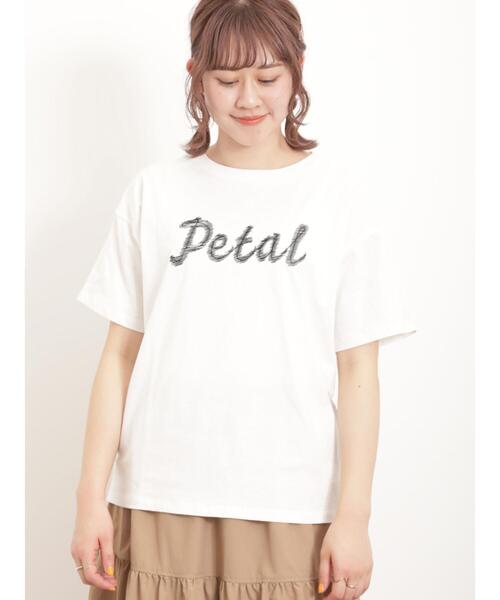 Samansa Mos2（サマンサ モスモス）の「ロゴ刺繍Tシャツ（Tシャツ/カットソー・レディース・オフホワイト/サックスブルー/ブラック/キナリ・F）」の7枚目の写真