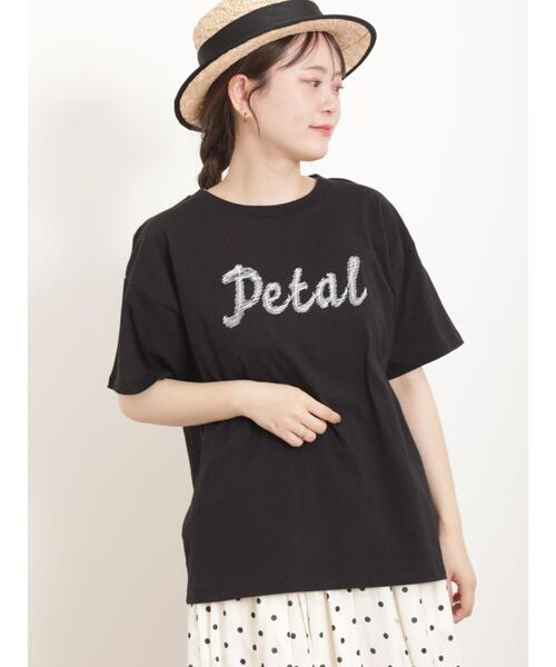 Samansa Mos2（サマンサ モスモス）の「ロゴ刺繍Tシャツ（Tシャツ/カットソー・レディース・オフホワイト/サックスブルー/ブラック/キナリ・F）」の9枚目の写真