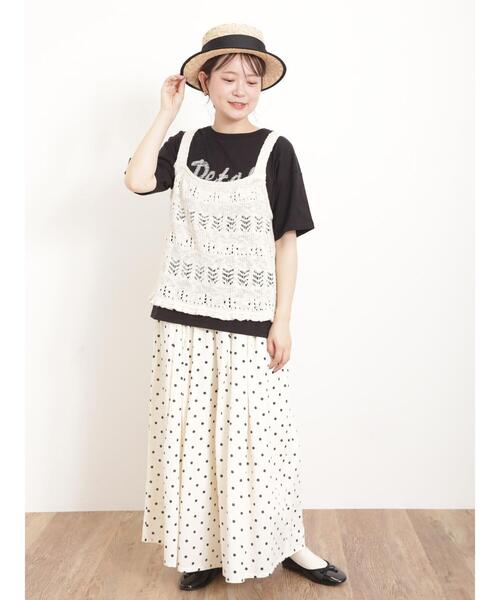 Samansa Mos2（サマンサ モスモス）の「ロゴ刺繍Tシャツ（Tシャツ/カットソー・レディース・オフホワイト/サックスブルー/ブラック/キナリ・F）」の11枚目の写真