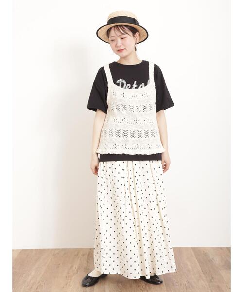 Samansa Mos2（サマンサ モスモス）の「ロゴ刺繍Tシャツ（Tシャツ/カットソー・レディース・オフホワイト/サックスブルー/ブラック/キナリ・F）」の13枚目の写真