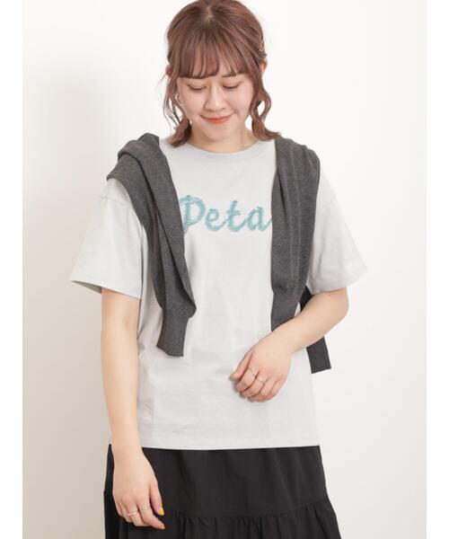 Samansa Mos2（サマンサ モスモス）の「ロゴ刺繍Tシャツ（Tシャツ/カットソー・レディース・オフホワイト/サックスブルー/ブラック/キナリ・F）」の16枚目の写真