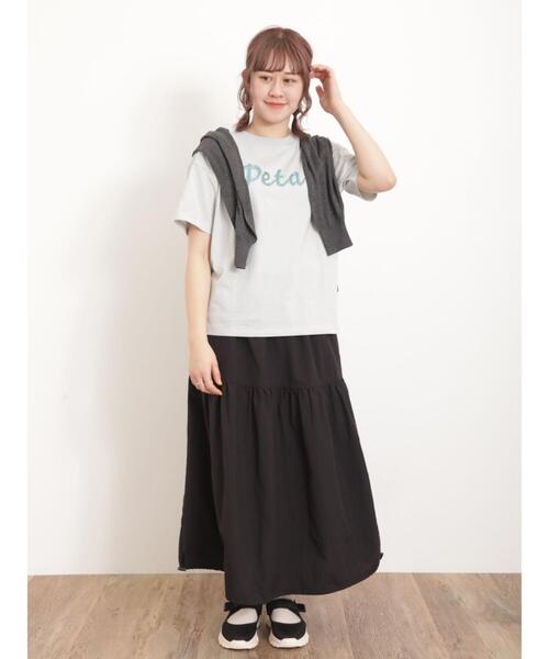 Samansa Mos2（サマンサ モスモス）の「ロゴ刺繍Tシャツ（Tシャツ/カットソー・レディース・オフホワイト/サックスブルー/ブラック/キナリ・F）」の17枚目の写真