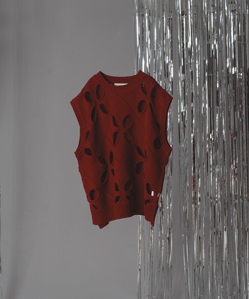 selle glant(セレグランテ)の「FLOWER HOLE SUMMER KNIT VEST/フラワーホールサマーニットベスト(ベスト・メンズ・ブラック/ボルドー・SMALL/MEDIUM/LARGE)」の21枚目の写真