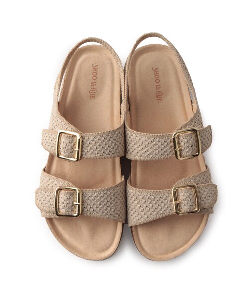 SHOO・LA・RUE(シューラルー)の「◆カジュアル過ぎずにきれい見え ニットダブルベルトサンダル(サンダル・レディース・ブラック/ライトベージュ/チャコールグレー・25/35/45)」の6枚目の写真