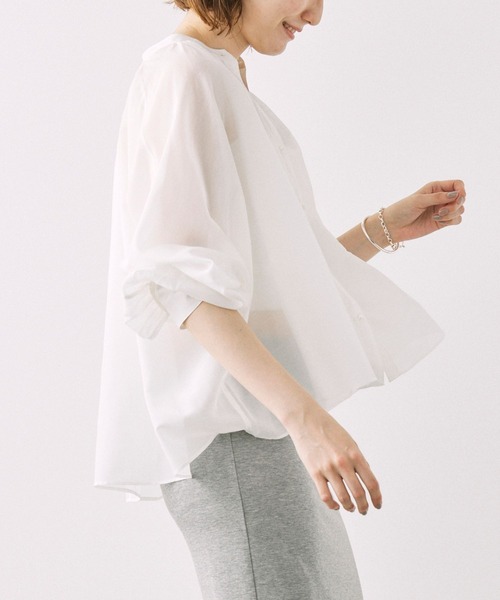 BABYLONE（バビロン）の「コットンシルクドルマンブラウス（シャツ/ブラウス・レディース・サックスブルー/ブラック/オフホワイト・フリー）」の5枚目の写真