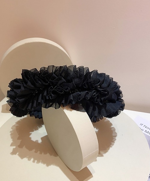 LAFFMO(ラフモ)の「チュールフリルカチューシャ(カチューシャ・レディース・ベージュ/ブラック・F)」の8枚目の写真