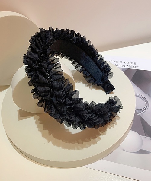 LAFFMO(ラフモ)の「チュールフリルカチューシャ(カチューシャ・レディース・ベージュ/ブラック・F)」の10枚目の写真