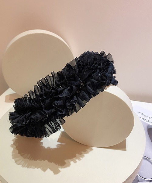 LAFFMO(ラフモ)の「チュールフリルカチューシャ(カチューシャ・レディース・ベージュ/ブラック・F)」の11枚目の写真