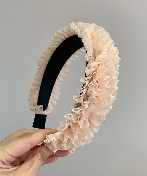LAFFMO(ラフモ)の「チュールフリルカチューシャ(カチューシャ・レディース・ベージュ/ブラック・F)」の15枚目の写真