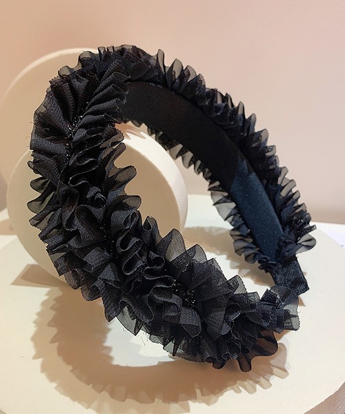LAFFMO(ラフモ)の「チュールフリルカチューシャ(カチューシャ・レディース・ベージュ/ブラック・F)」の12枚目の写真