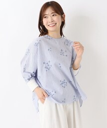 小花刺繍 ドルマン袖 ゆったりブラウス