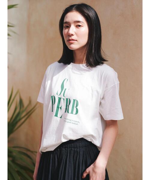 Samansa Mos2 blue(サマンサモスモスブルー)の「プリントTシャツ(Tシャツ/カットソー・レディース・オフホワイト/チャコールグレー/ブルー/イエロー/シルバーグレー・F)」の2枚目の写真