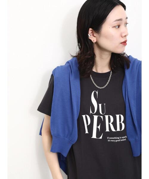 Samansa Mos2 blue(サマンサモスモスブルー)の「プリントTシャツ(Tシャツ/カットソー・レディース・オフホワイト/チャコールグレー/ブルー/イエロー/シルバーグレー・F)」の3枚目の写真