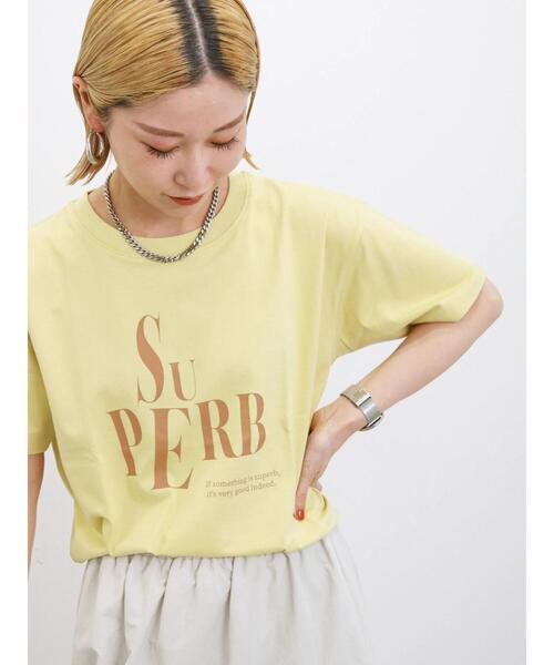 Samansa Mos2 blue(サマンサモスモスブルー)の「プリントTシャツ(Tシャツ/カットソー・レディース・オフホワイト/チャコールグレー/ブルー/イエロー/シルバーグレー・F)」の5枚目の写真