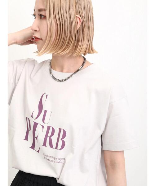 Samansa Mos2 blue(サマンサモスモスブルー)の「プリントTシャツ(Tシャツ/カットソー・レディース・オフホワイト/チャコールグレー/ブルー/イエロー/シルバーグレー・F)」の4枚目の写真