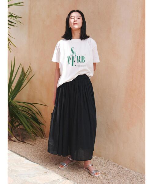 Samansa Mos2 blue(サマンサモスモスブルー)の「プリントTシャツ(Tシャツ/カットソー・レディース・オフホワイト/チャコールグレー/ブルー/イエロー/シルバーグレー・F)」の8枚目の写真