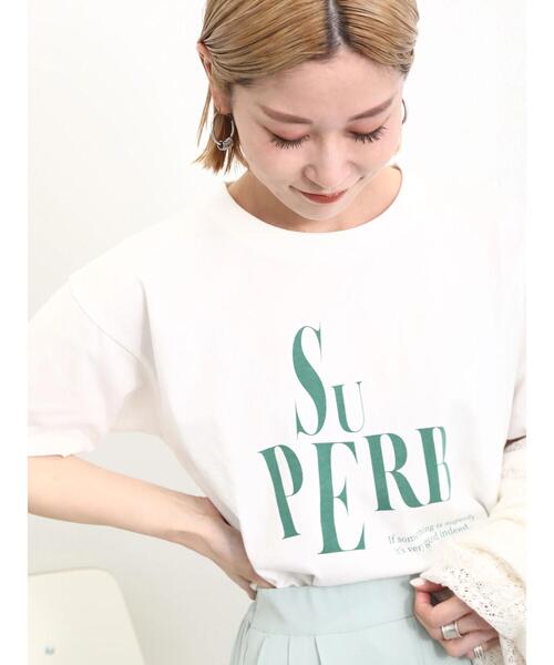 Samansa Mos2 blue(サマンサモスモスブルー)の「プリントTシャツ(Tシャツ/カットソー・レディース・オフホワイト/チャコールグレー/ブルー/イエロー/シルバーグレー・F)」の9枚目の写真