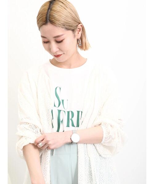 Samansa Mos2 blue(サマンサモスモスブルー)の「プリントTシャツ(Tシャツ/カットソー・レディース・オフホワイト/チャコールグレー/ブルー/イエロー/シルバーグレー・F)」の12枚目の写真