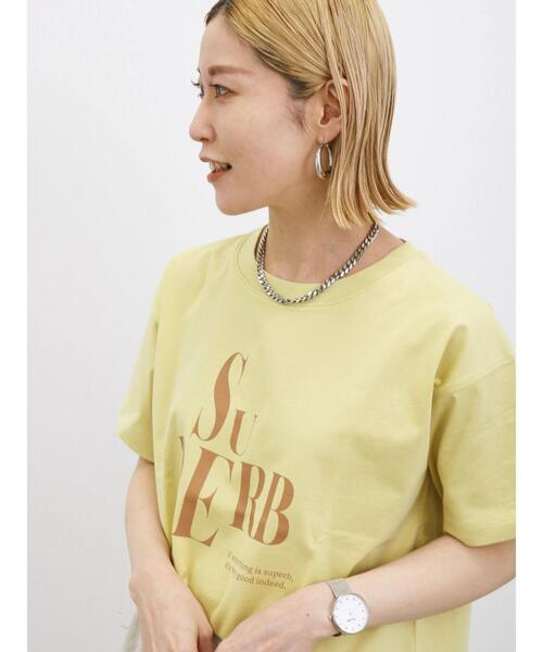 Samansa Mos2 blue(サマンサモスモスブルー)の「プリントTシャツ(Tシャツ/カットソー・レディース・オフホワイト/チャコールグレー/ブルー/イエロー/シルバーグレー・F)」の21枚目の写真