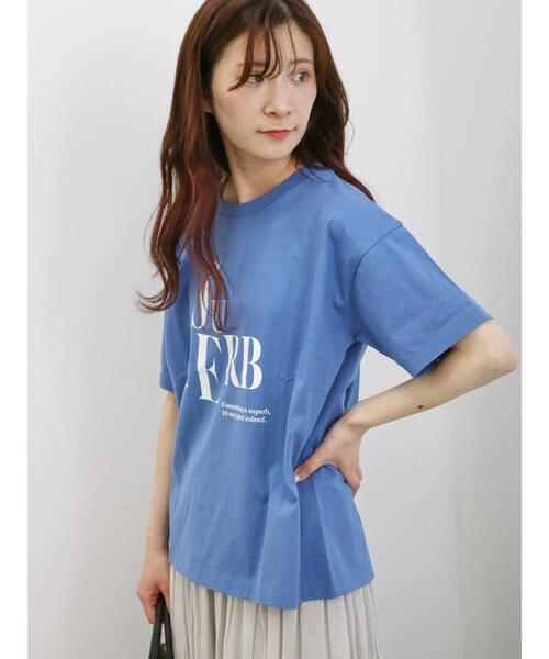 Samansa Mos2 blue(サマンサモスモスブルー)の「プリントTシャツ(Tシャツ/カットソー・レディース・オフホワイト/チャコールグレー/ブルー/イエロー/シルバーグレー・F)」の14枚目の写真