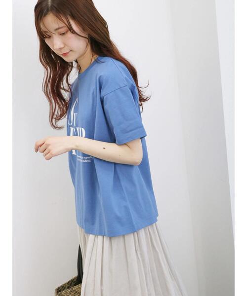 Samansa Mos2 blue（サマンサモスモスブルー）の「プリントTシャツ（T