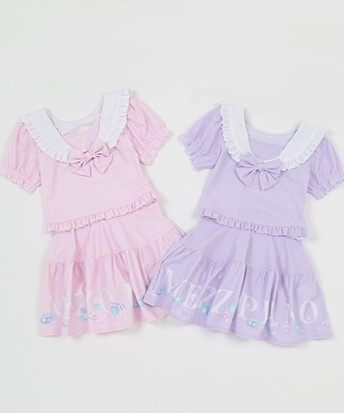 【新品タグ付未使用】メゾピアノセパレート水着 110cm 新品 メゾピアノ 水着 シェルロゴ セーラーカラー セパレート