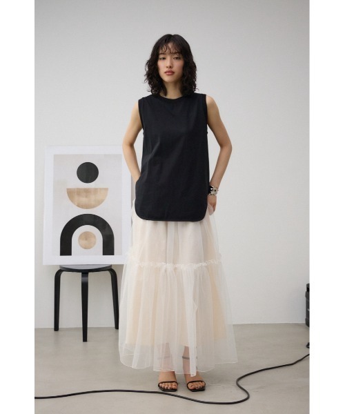 AZUL by moussy（アズールバイマウジー）の「ベーシッククルーネックタンクトップ（タンクトップ・レディース・グレー/オフホワイト/ブラック・FREE）」の17枚目の写真
