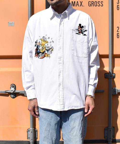 DISNEY VINTAGE(ディズニーヴィンテージ)の「【ヴィンテージ古着】MICKEY / ミッキー 刺繍入り 長袖 コットンシャツ(シャツ/ブラウス・メンズ・ホワイト・LARGE)」の9枚目の写真