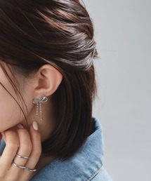 【deedoodah】ビジューメタルリボンピアス