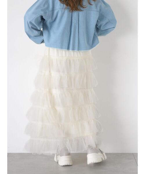 ehka sopo（エヘカソポ）の「チュールティアードスカート（スカート・レディース・チャコールグレー/グレー/キナリ・F）」の5枚目の写真