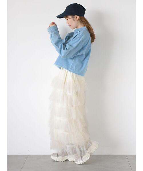 ehka sopo（エヘカソポ）の「チュールティアードスカート（スカート・レディース・チャコールグレー/グレー/キナリ・F）」の7枚目の写真