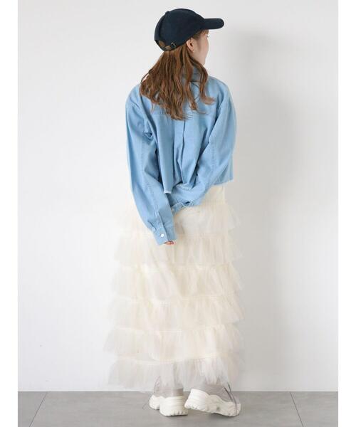 ehka sopo（エヘカソポ）の「チュールティアードスカート（スカート・レディース・チャコールグレー/グレー/キナリ・F）」の8枚目の写真