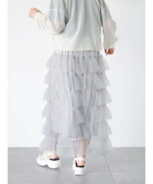 ehka sopo（エヘカソポ）の「チュールティアードスカート（スカート・レディース・チャコールグレー/グレー/キナリ・F）」の11枚目の写真