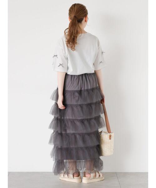 ehka sopo（エヘカソポ）の「チュールティアードスカート（スカート・レディース・チャコールグレー/グレー/キナリ・F）」の19枚目の写真