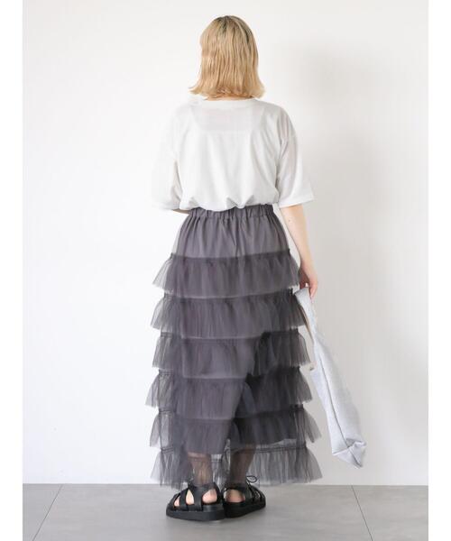 ehka sopo（エヘカソポ）の「チュールティアードスカート（スカート・レディース・チャコールグレー/グレー/キナリ・F）」の22枚目の写真