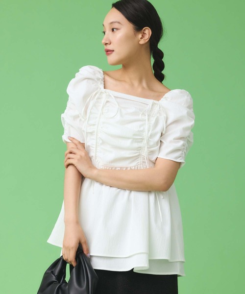 Edit Sheen(エディットシーン)の「ドロストブラウス(シャツ/ブラウス・レディース・ブルーグレー/ブラック/オフホワイト・M)」の2枚目の写真