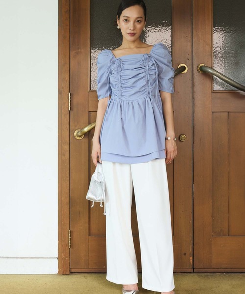 Edit Sheen(エディットシーン)の「ドロストブラウス(シャツ/ブラウス・レディース・ブルーグレー/ブラック/オフホワイト・M)」の7枚目の写真