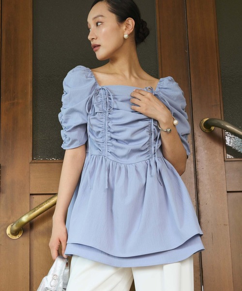 Edit Sheen(エディットシーン)の「ドロストブラウス(シャツ/ブラウス・レディース・ブルーグレー/ブラック/オフホワイト・M)」の5枚目の写真